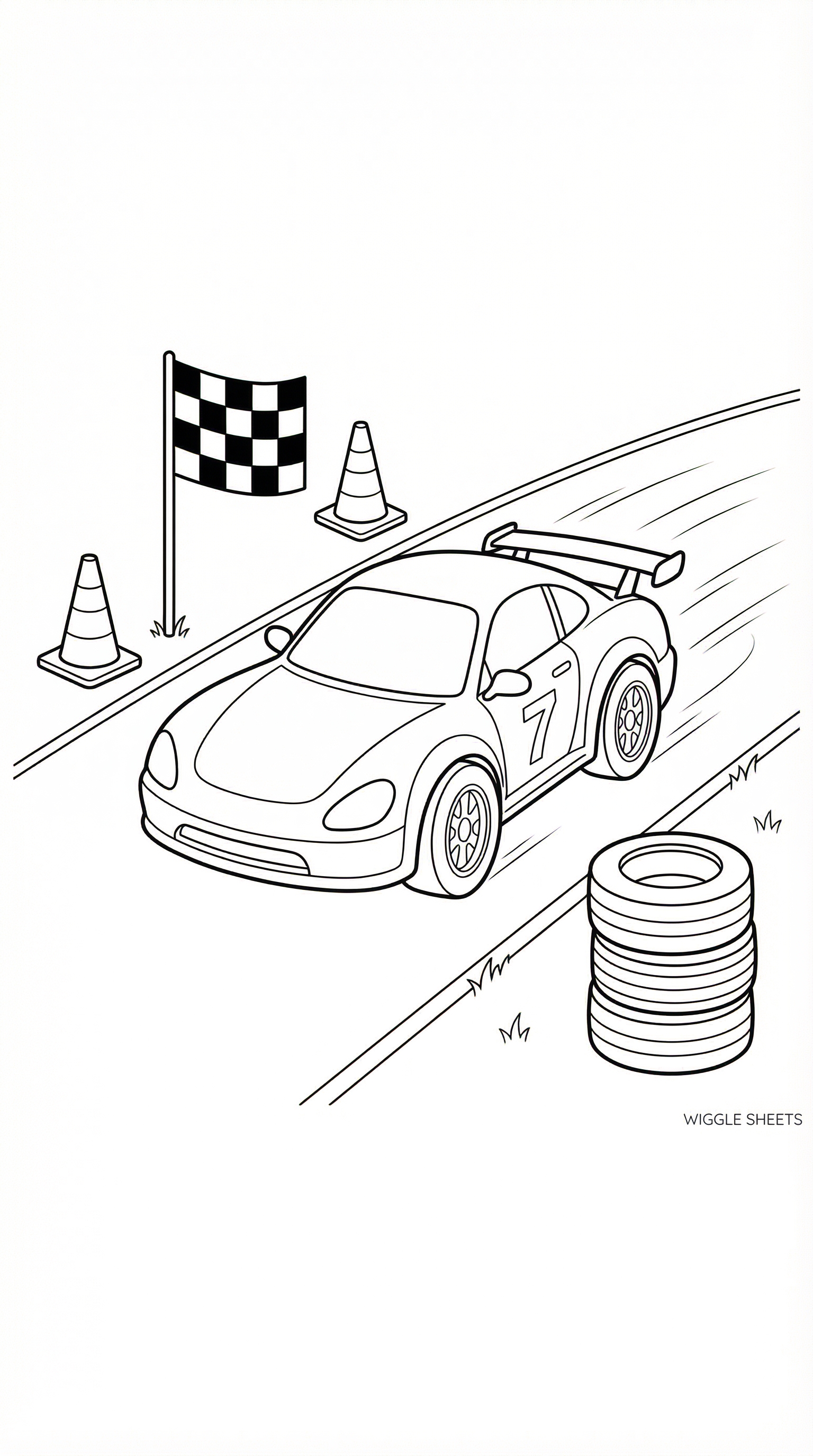 Cartoon Race Car Coloring Page
